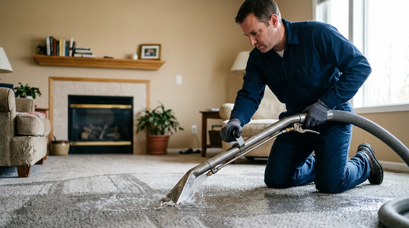 Water damage restoration technician working near Clayton, WI